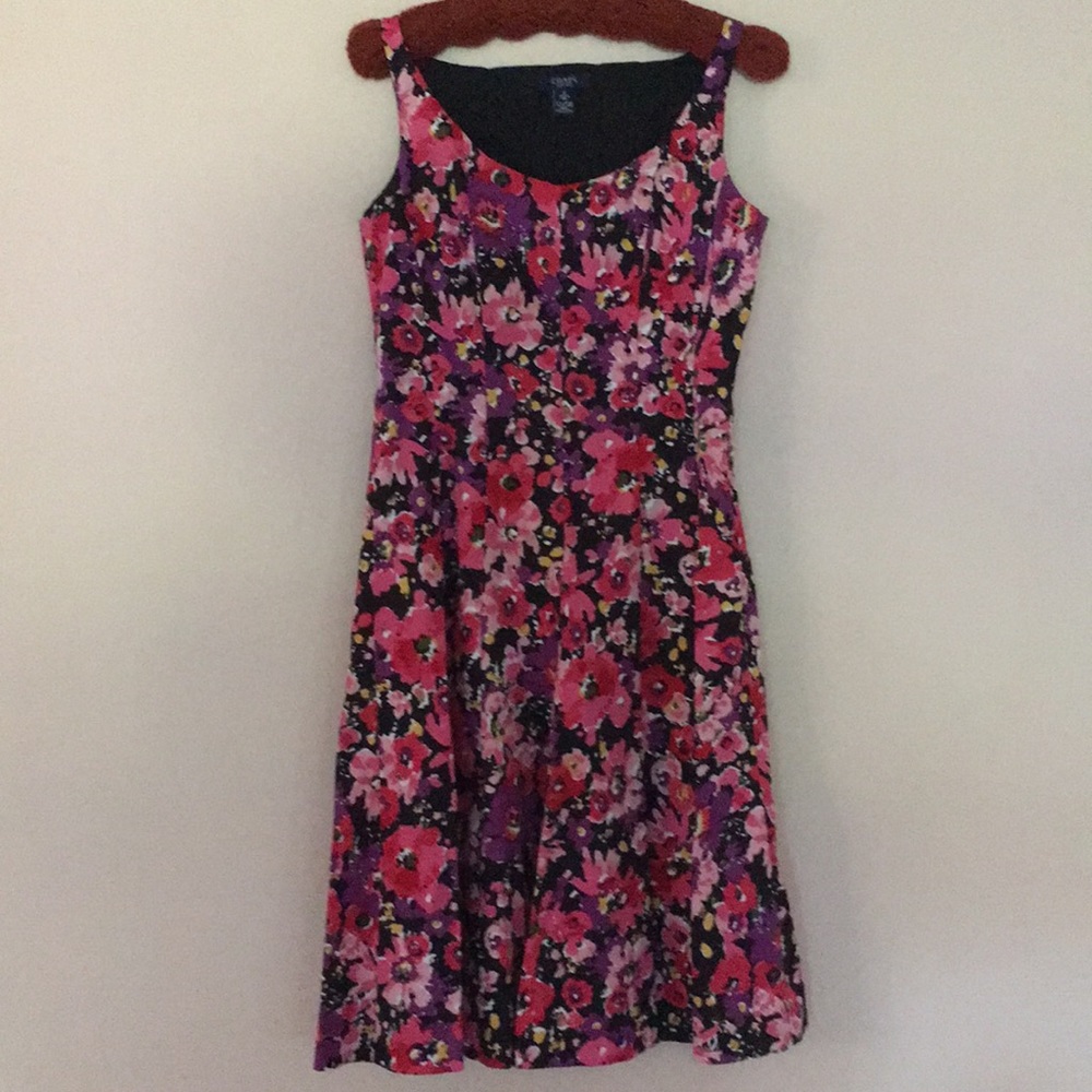 Like new Chaps Black Pink Floral Print Dress Sz 4